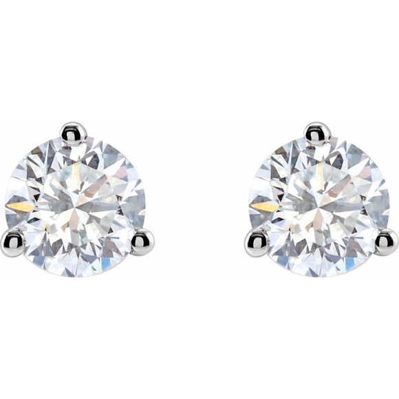 14K White Gold 1.00 CTW Lab-Grown Diamond Stud Earrings - Picture 1 of 3